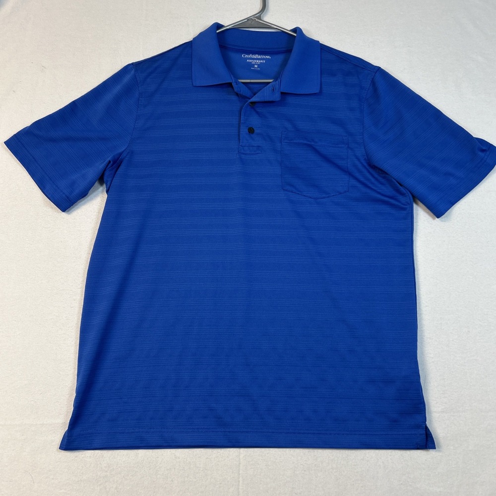 Croft & Barrow Performance Golf Polo Shirt Mens Medium Blue Short Sleeve Pocket